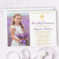 Elegant Gold Purple First Communion Photo