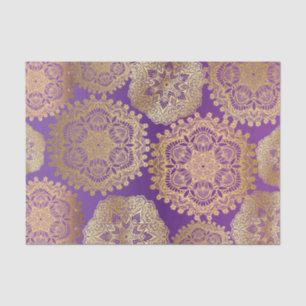 Elegant Gold Purple Mandala Pattern Tissue Paper