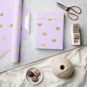 Elegant gold purple Valentine's day heart pattern Wrapping Paper