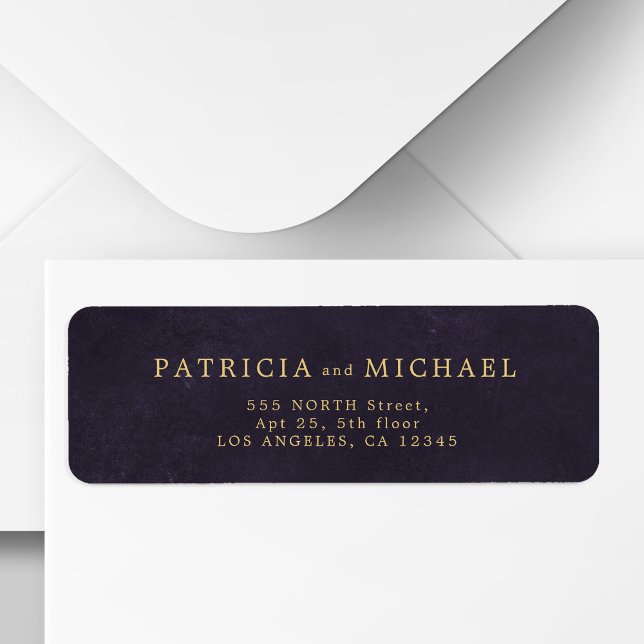 Elegant gold purple wedding return address (Creator Uploaded)