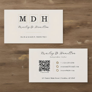 Elegant Gold QR Code Hair & Makeup Business Card