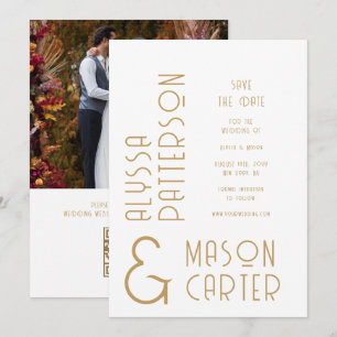 Elegant Gold QR Code Photo Wedding Save The Date