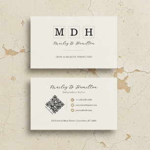Elegant Gold QR Code Stylist Business Card