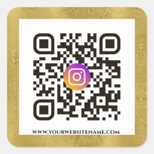 Elegant Gold QR Code URL Template Business Square Sticker