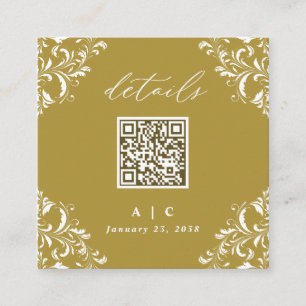 Elegant Gold QR Code Wedding Details Enclosure Card