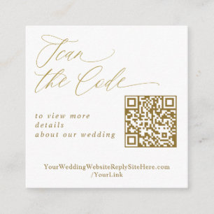 Elegant Gold QR Code Wedding Website Enclosure Card