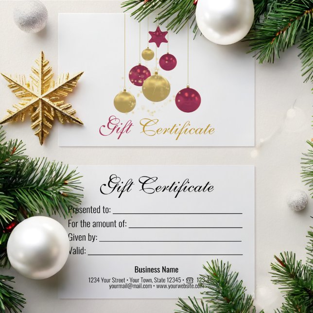 Elegant Gold Red Christmas Ornament Gift Card (Creator Uploaded)