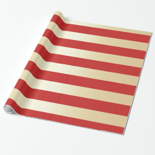 Elegant Gold & Red Christmas Stripe Pattern Wrapping Paper