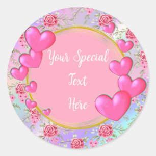 Elegant Gold, Red Heart Frame: for Every Occasion Classic Round Sticker