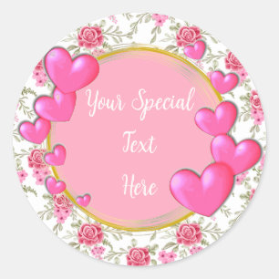 Elegant Gold, Red Heart Frame: for Every Occasion Classic Round Sticker