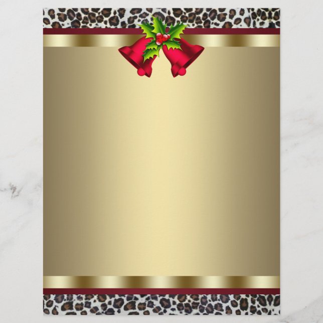 Elegant Gold Red Leopard Christmas Letterhead (Front)