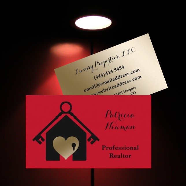 Elegant Gold Red Realtor Business Card (Creator Uploaded)
