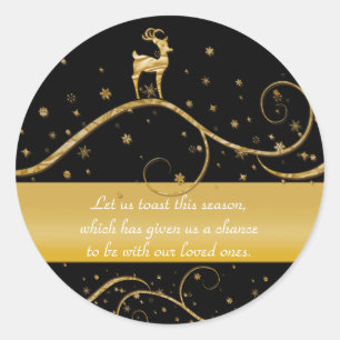Elegant gold reindeer Christmas Classic Round Sticker