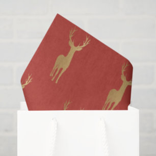 elegant gold reindeer red merry christmas pattern tissue paper