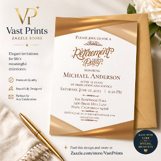 Elegant Gold Retirement Party Acrylic Invitations