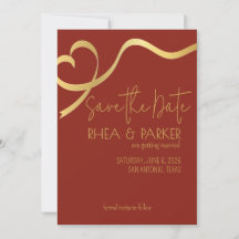 Elegant Gold Ribbon Heart and Burgundy