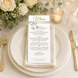 Elegant Gold Ribbons & Festive Sparkles Wedding Menu