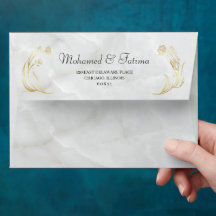 Elegant Gold Rings Islamic Wedding Envelope
