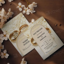 Elegant Gold Rings Islamic Wedding Invitation