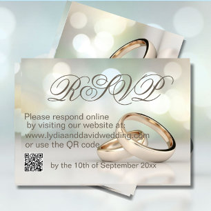 Elegant Gold Rings Photo Wedding RSVP Card