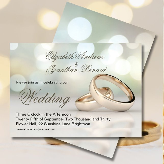 Elegant Gold Rings  Simple Wedding Invitation (Creator Uploaded)