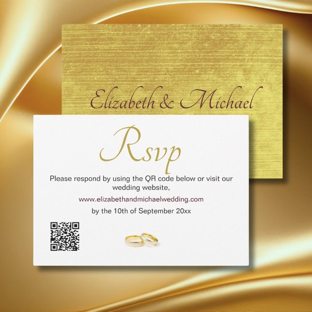 Elegant Gold Rings Wedding QR Code RSVP (Creator Uploaded)