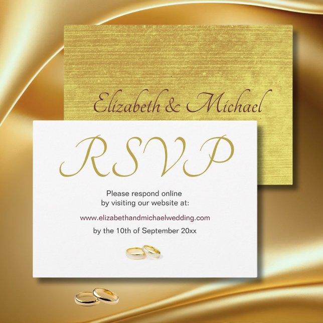 Elegant Gold Rings Wedding RSVP Card (Creator Uploaded)
