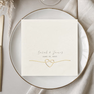 Elegant Gold Rope Heart Wedding Napkin