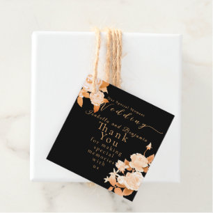 Elegant Gold Rose Black Wedding  Favour Tags