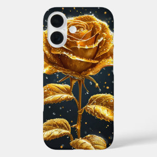 Elegant Gold Rose Design for Women, Romantic Gift iPhone 16 Case