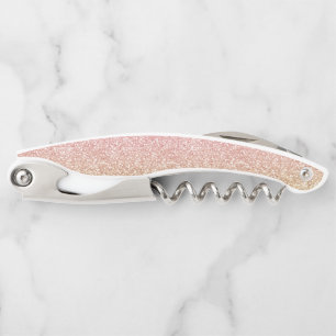 Elegant Gold & Rose Gold Glitter Sparkles Image Corkscrew