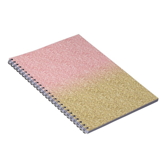 Elegant Gold & Rose Gold Glitter Sparkles Image Notebook (Right Side)