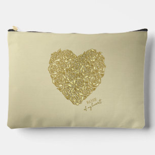 Elegant Gold Rose Of My Heart Accessory Pouch