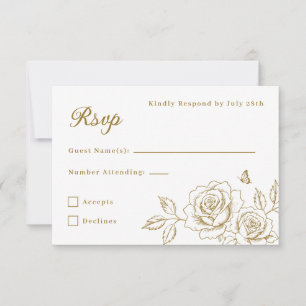 Elegant Gold Rose Quinceañera RSVP Card