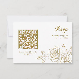 Elegant Gold Rose Quinceañera RSVP QR Code Card