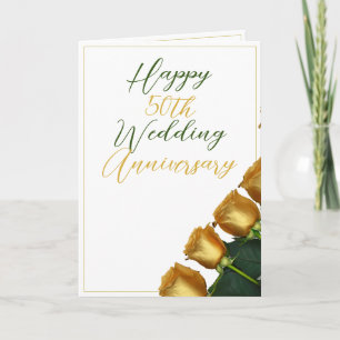 Elegant Gold Roses 50th Wedding Anniversary Card