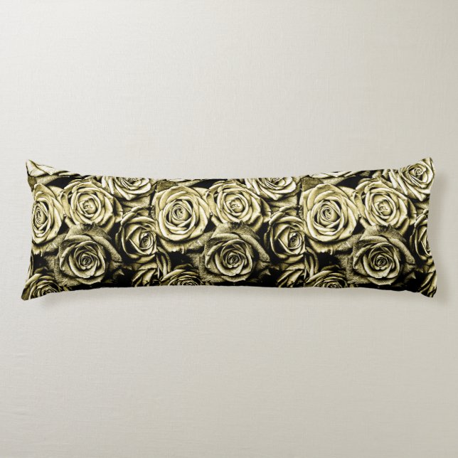 Elegant Gold Roses Body Cushion (Front)