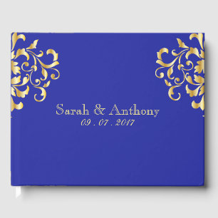 Elegant Gold & Royal Blue Wedding Guest Book