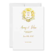 Elegant Gold Royal Crest Wedding Save The Date