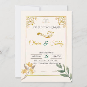 Elegant Gold Royal Flourish Wedding Invitation( Invitation