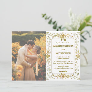 Elegant Gold Rustic Country Overlay photo wedding Save The Date