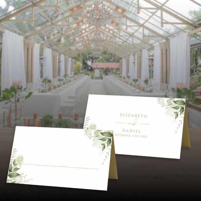 Elegant Gold Rustic Greenery Wedding Folded Place Card (Elegant Gold Rustic Greenery Wedding Folded Place Card)