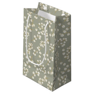 Elegant Gold Sage Green Greenery Eucalyptus Leaves Small Gift Bag