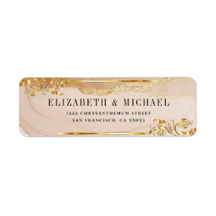 Elegant Gold Sand Watercolor Agate Return Address