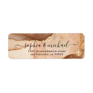Elegant Gold Sand Watercolor Agate Return Address 