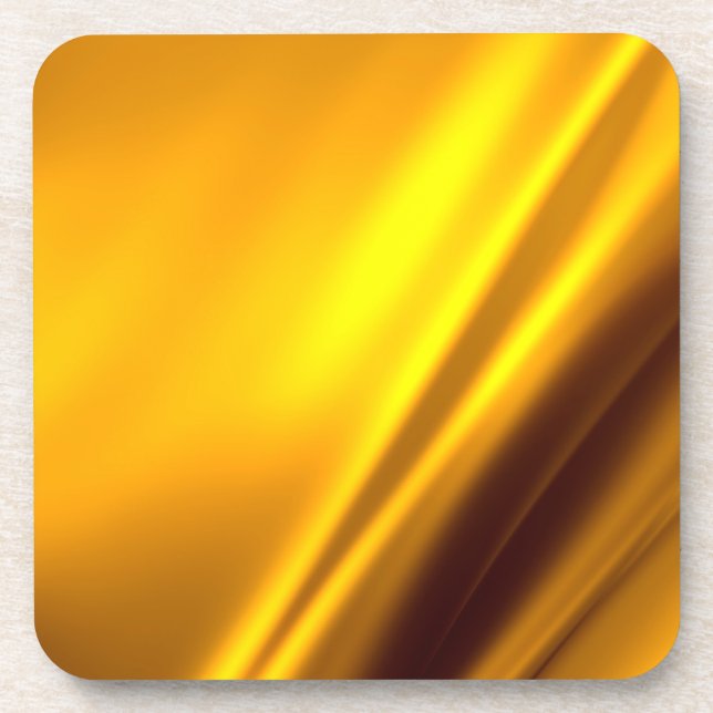 Elegant Gold Satin Faux Texture Look Coaster (Front)