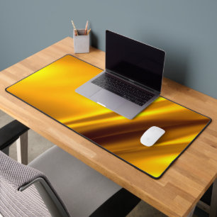 Elegant Gold Satin Faux Texture Look Desk Mat