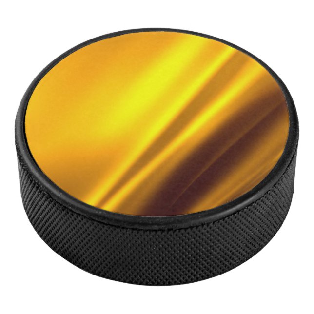 Elegant Gold Satin Faux Texture Look Hockey Puck (3/4)