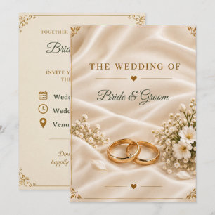 Elegant Gold Satin Wedding Invitation