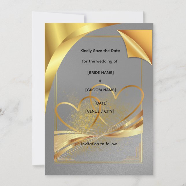 Elegant Gold Save the Date Card | Luxury Wedding  (Front)